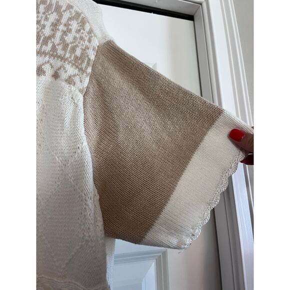 Patchwork Knit Cardigan Button Top Sz XL Cottagecore Boho Romantic Farmhouse - Picture 8 of 12